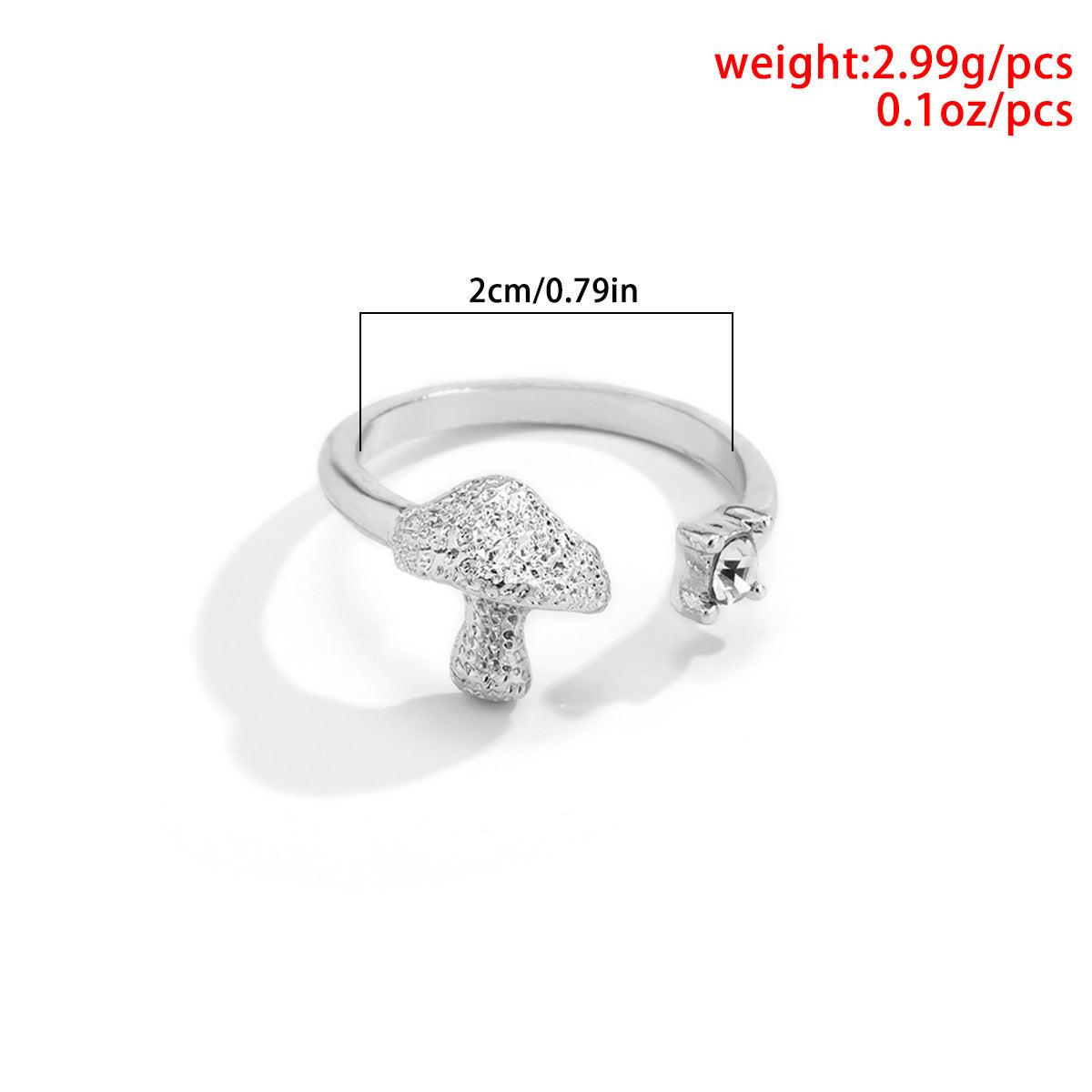 Womens Fashion Ring Elegant Alloy Rhinestone Ring with Small Mushroom Design Gold Finish White Daily Wear Look