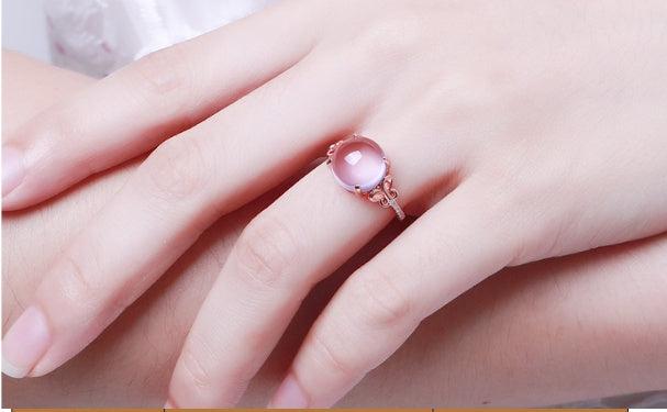 Womens Adjustable Butterfly Rings Rose Gold Pink Crystals Bow White Copper Alloy Inlaid Gemstones Jewelry Gift