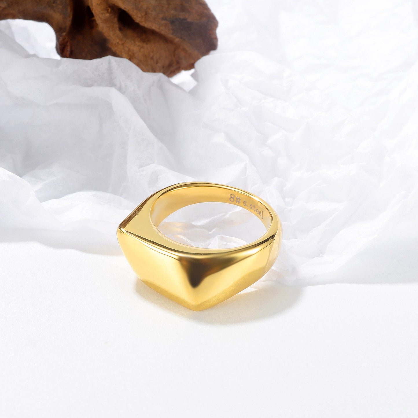 Mens Titanium Steel Ring Retro Punk Geometric Trendy Jewelry Durable High Quality Fashion Accessory Bold Style