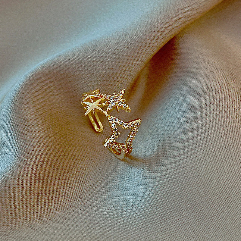 Geometric Gem Inlay Silver Ring 925 Adjustable Open Ring Korean Style Women Fashion Jewelry Everyday Wear For Daily Glam