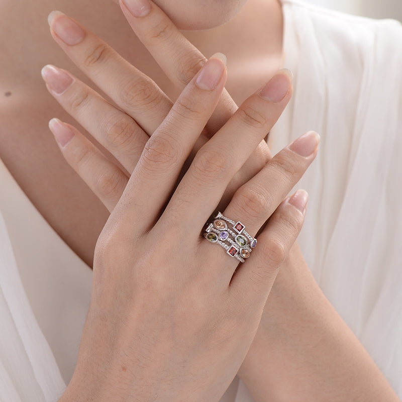 Womens Silver Zircon Ring Sleeve Setting Elegant Wedding Bands For Brides For Special Occasions And Gift Ideas