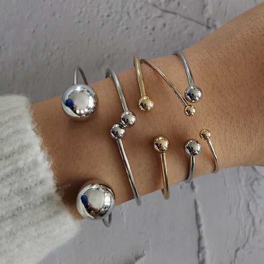 Womens Round Bead Knotted Bracelet Set Punk Geometry Fashion Jewelry Alloy European And American Bracelet Sets