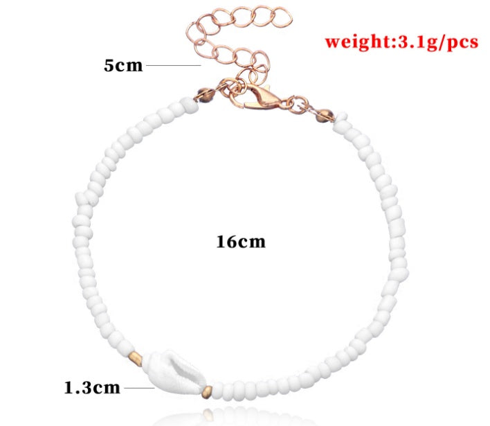 Womens Electroplated Alloy Bracelet With White Rice Beads And Conch Shell Design Individually Packed Fashion Jewelry