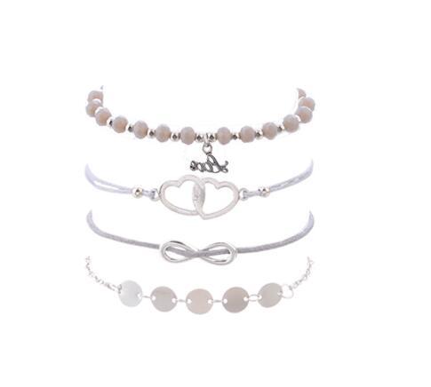 Heart Shape Unisex Alloy Bracelet Set Electroplated Anniversary Gift For Travel European Style Jewelry For You