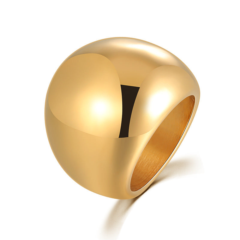 Ladies Ring Stainless Steel Fashion OL Flower Carved Golden Ring for Women Girls Size 6 7 8 9