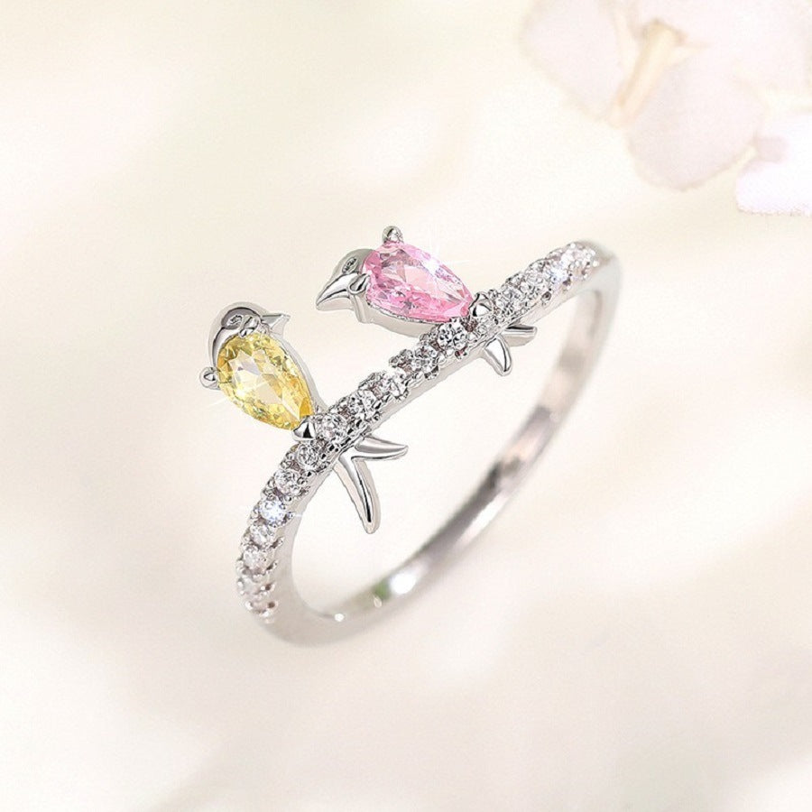 Unisex Copper Ring Bird Design Geometric Statement Ring Electroplated Fashion Jewellery Gift for Women and Men