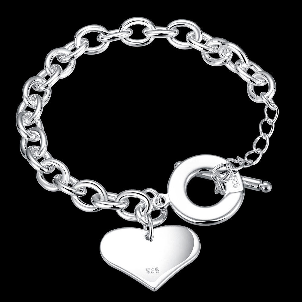 Silver Plated Copper Heart Bracelet For Women Korean Style Jewelry Electroplated Finish Elegant Everyday Accessory Gift