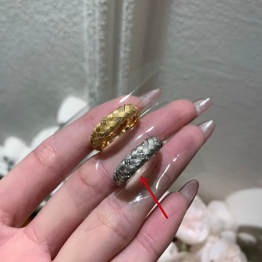 Wheat Braided Ring Silver and Gold Copper Jewelry Style