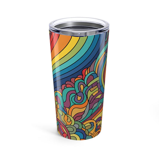 20 Ounce Metal Travel Mug With Printed Design Lid Vacuum Insulated Leak Proof Hot Cold Beverage Tumbler Dishwasher