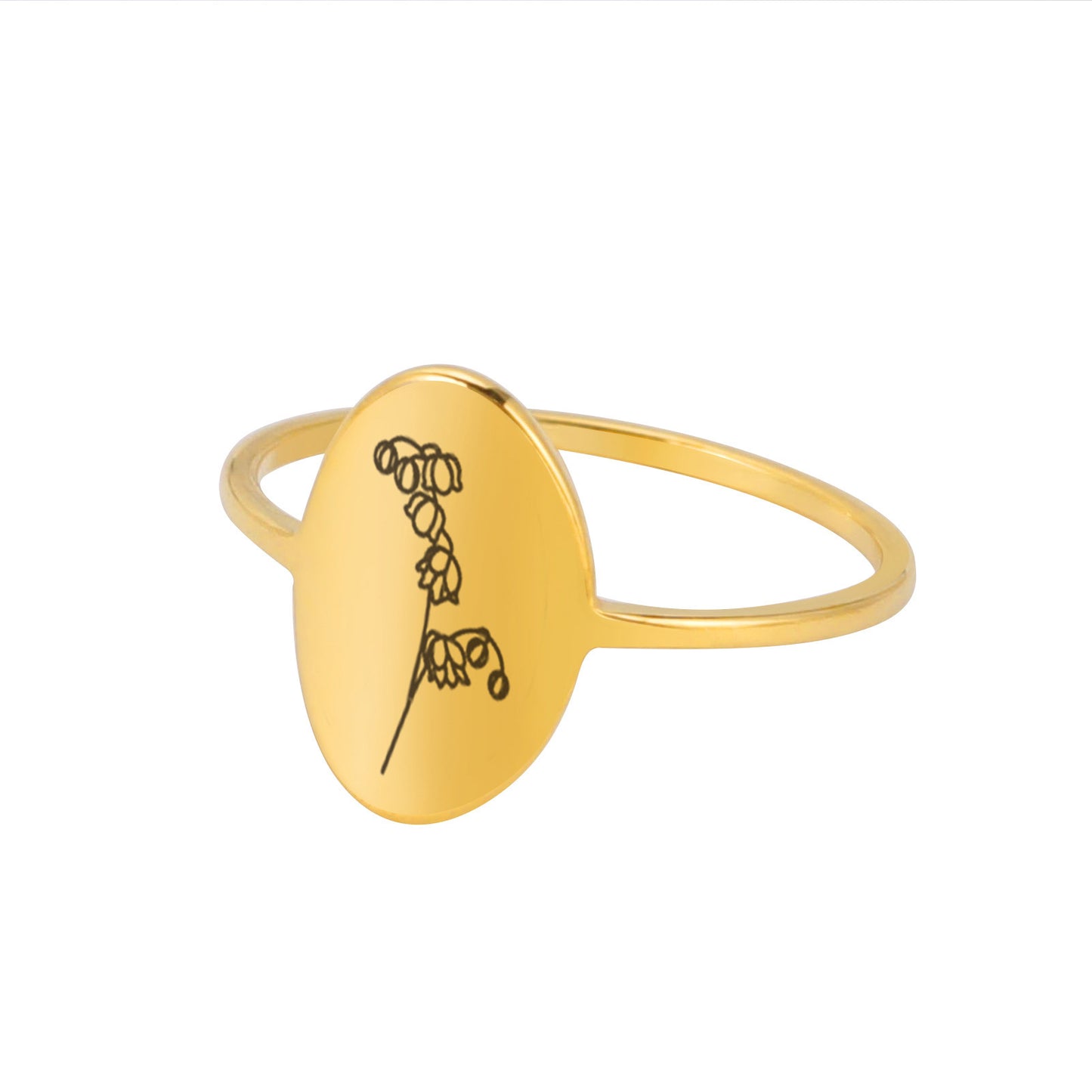 Stainless Steel Flower Ring Luster Gold Electroplated Elegant Floral Design with Intricate Detailing for Women
