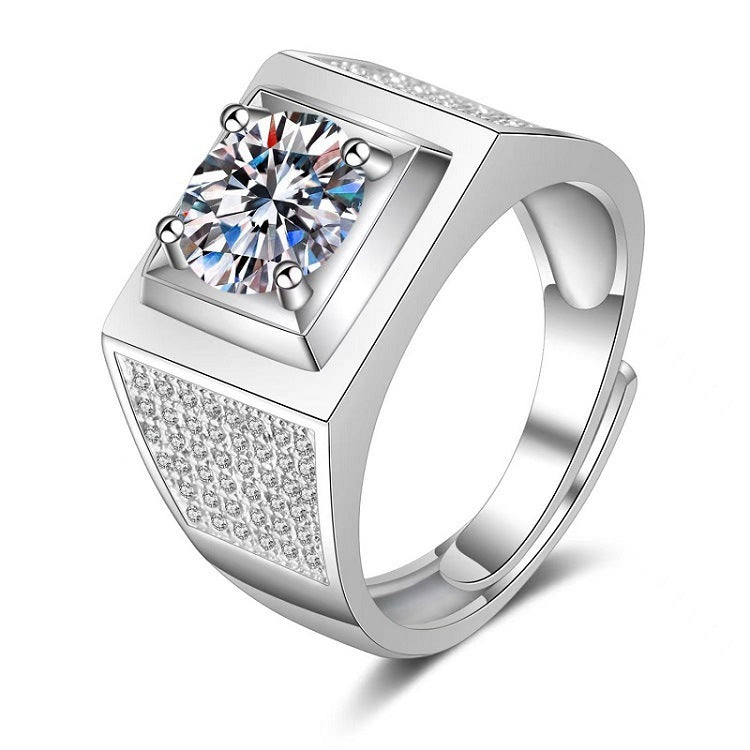 Mens Adjustable Copper Ring With Diamond Design Starry Sky Elements Korean Fashion Ring Jewelry Gift For Him Everyday