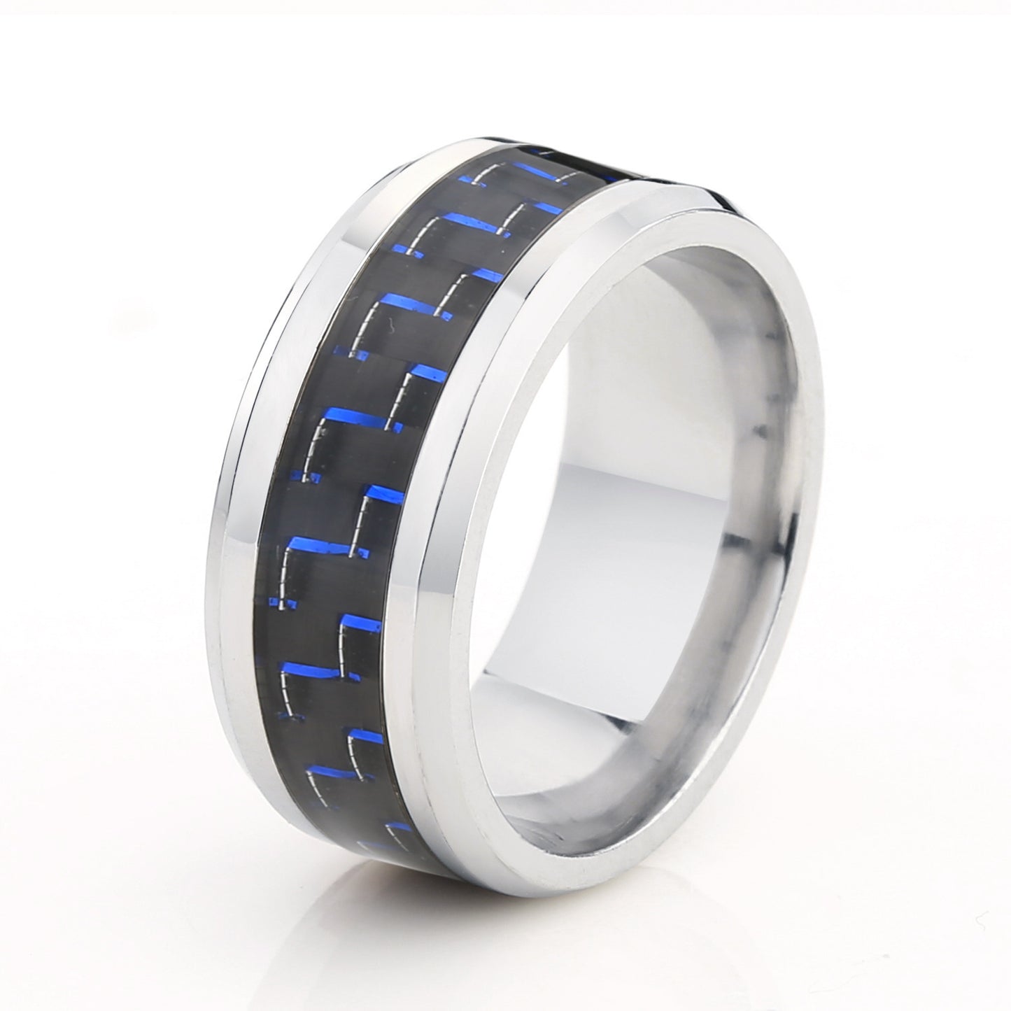 Titanium Steel Veneer Carbon Fiber Ring Diamond Color Inlays Size 7 8 9 10 11 12 Colorful Diamond Variants Now