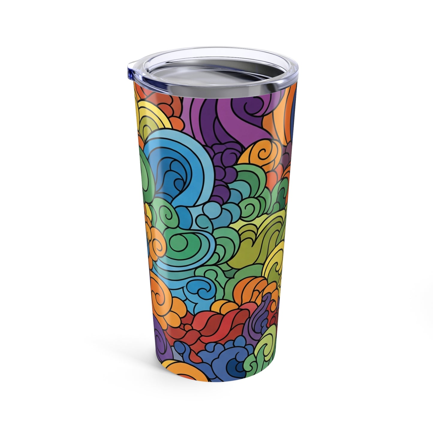 20oz Stainless Steel Tumbler With Printed Design Double Wall Vacuum Insulation Spill Proof Lid Dishwasher Safe