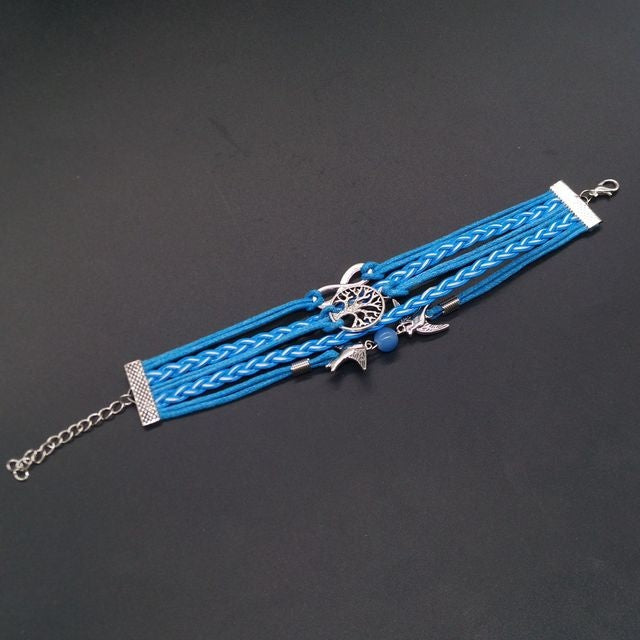 Womens Alloy Bracelet Vintage Hand Woven Jewelry European Fashion Animal Zodiac Signs Big Tree Design Gift For Her