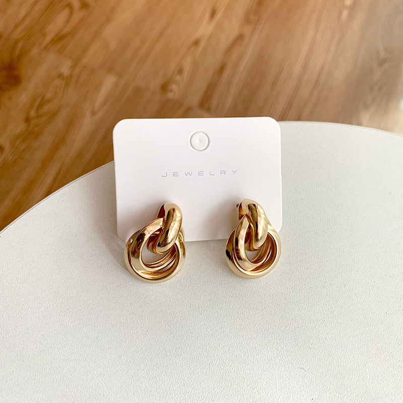 Geometric Stud Earrings Alloy Electroplated For Women Korean Fashion Gold Or Silver Jewelry Gift For Everyday Wear