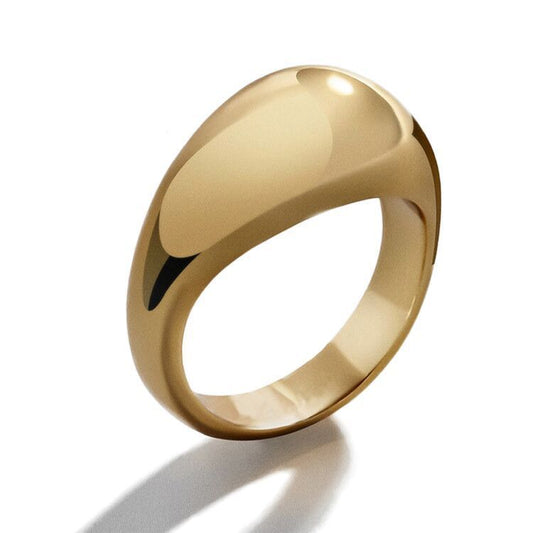 Gold Plated Ring Geometric Design For Women European American Glossy Ring Gifts For Wedding Birthday Anniversary