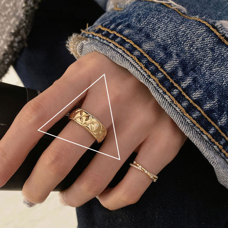 Geometric Square Ring Adjustable Opening Silver Plated Cupronickel Platinum Plated Jewelry For Women Fashion Trend