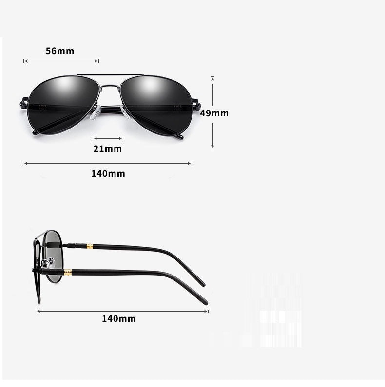 Mens Polarized Aviator Sunglasses With Color Changing Lenses TAC Polarized Lens Alloy Frame For Men Daily Wear