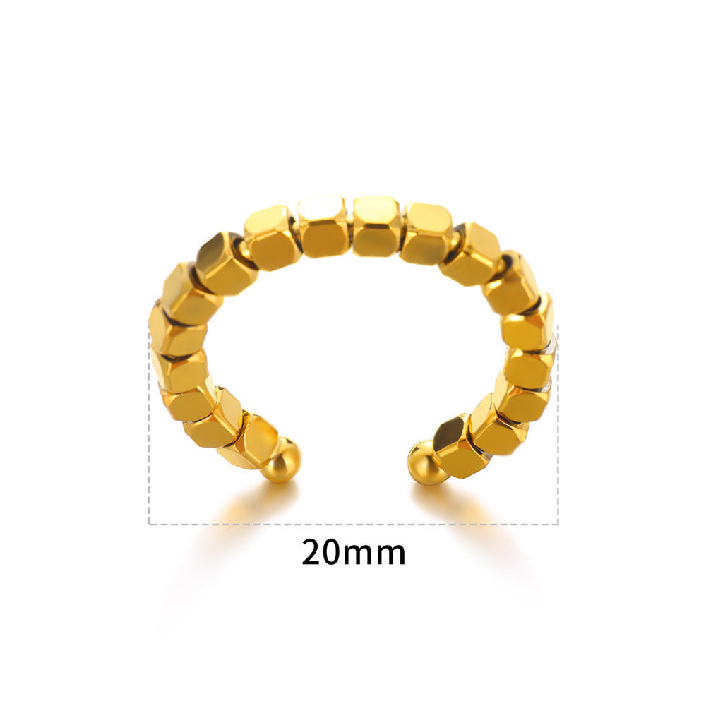 Gold Plated Open Mouth Geometric Ring For Women Copper Jewelry Free Size Elegant Accessory Gift Idea Style Tip