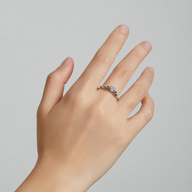 Heart Shaped Ring for Women Geometric Silver Electroplated Modern Design Elegant Heart Ring Electroplated Finish