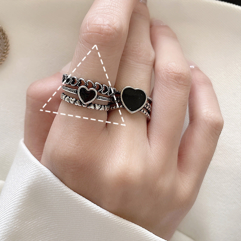 Sterling Silver Plated Adjustable Open Geometric Ring White Copper Niche Elegant Everyday Jewelry For Everyday