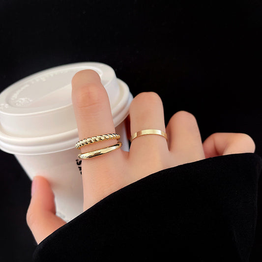 Fashion Rings Set Of 2 Adjustable Copper Rings Simple Gold Rings For Women And Girls Inner Diameter 17mm Style