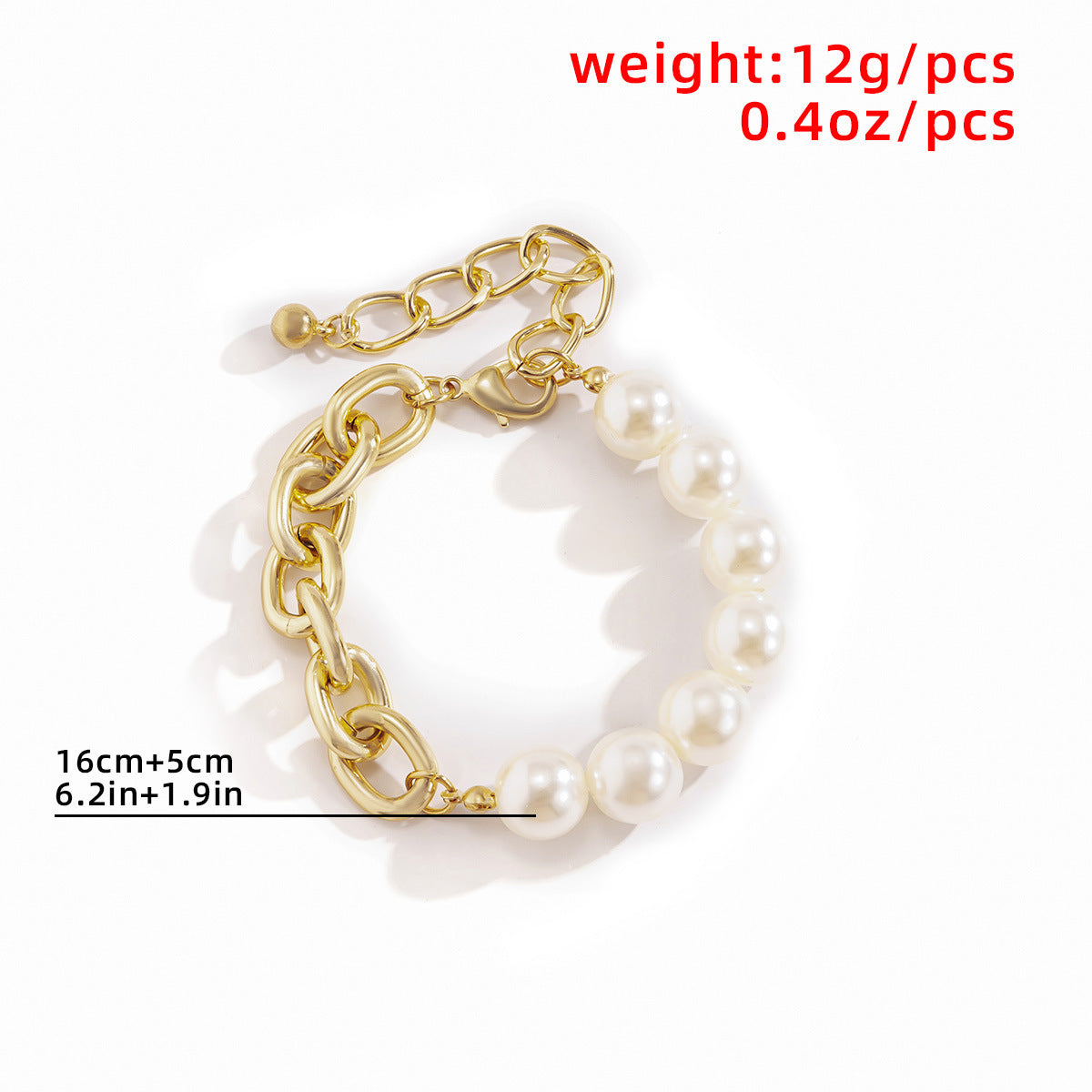 Womens Metal Chain Bracelet With Pearl Simple Geometric Design Electroplated Jewelry Elegant Gift Perfect Gift