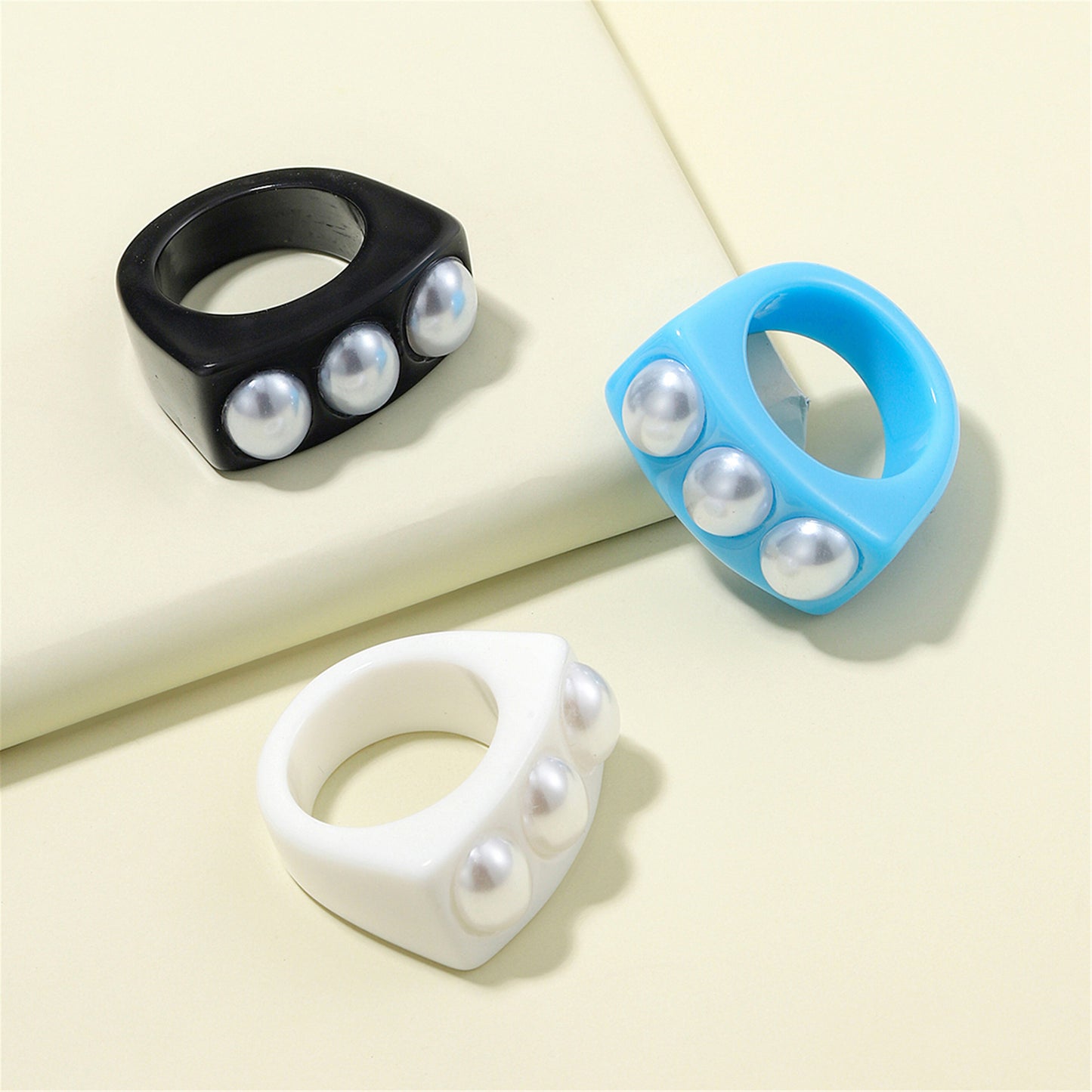 Womens Acrylic Geometric Chunky Rings Set 3 Piece Fashion Statement Jewelry For Daily Wear Gift Sets Daily Use