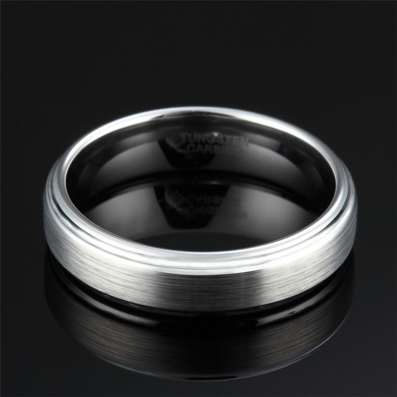 Tungsten Ring 8mm Wide U Shape Silver Metal Band Ring