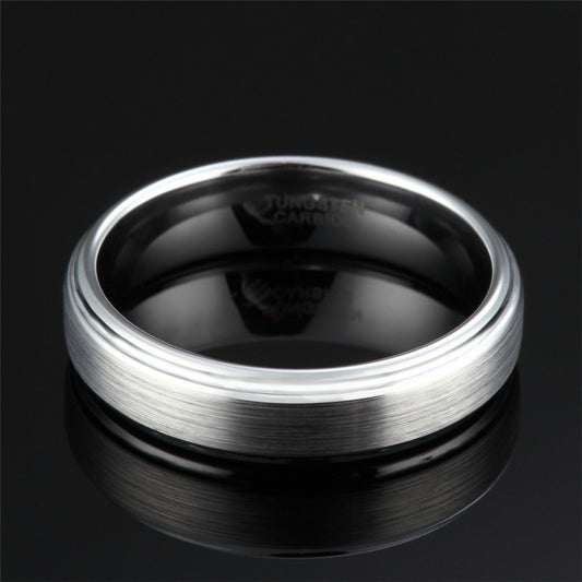 Tungsten Ring 8mm Wide U Shape Silver Metal Band Ring
