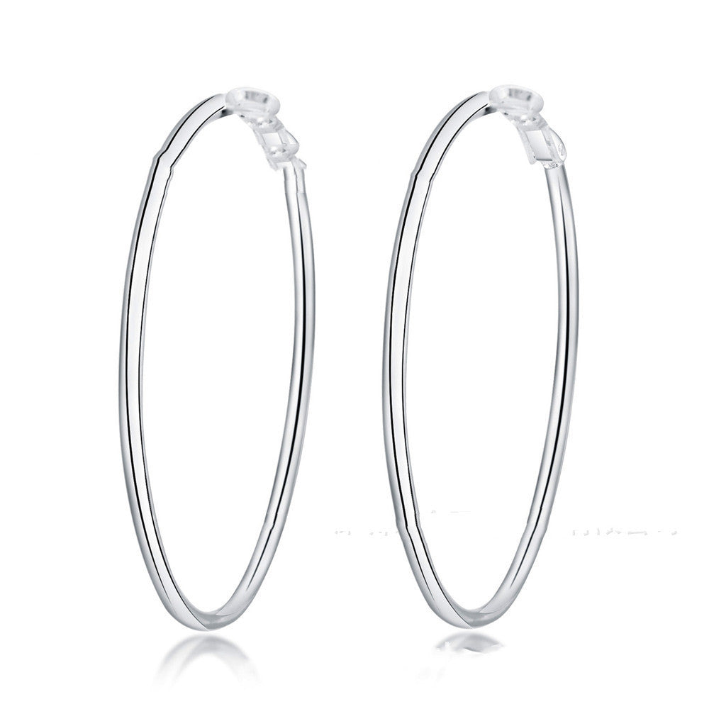 Women 925 Sterling Silver Heart Shaped Creole Hoop Earrings Diameter 6cm 7cm 8cm Non Inlaid Design Handcrafted