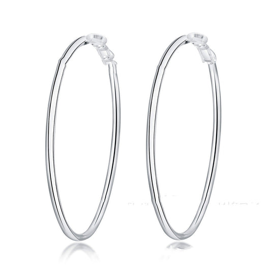 Women 925 Sterling Silver Heart Shaped Creole Hoop Earrings Diameter 6cm 7cm 8cm Non Inlaid Design Handcrafted