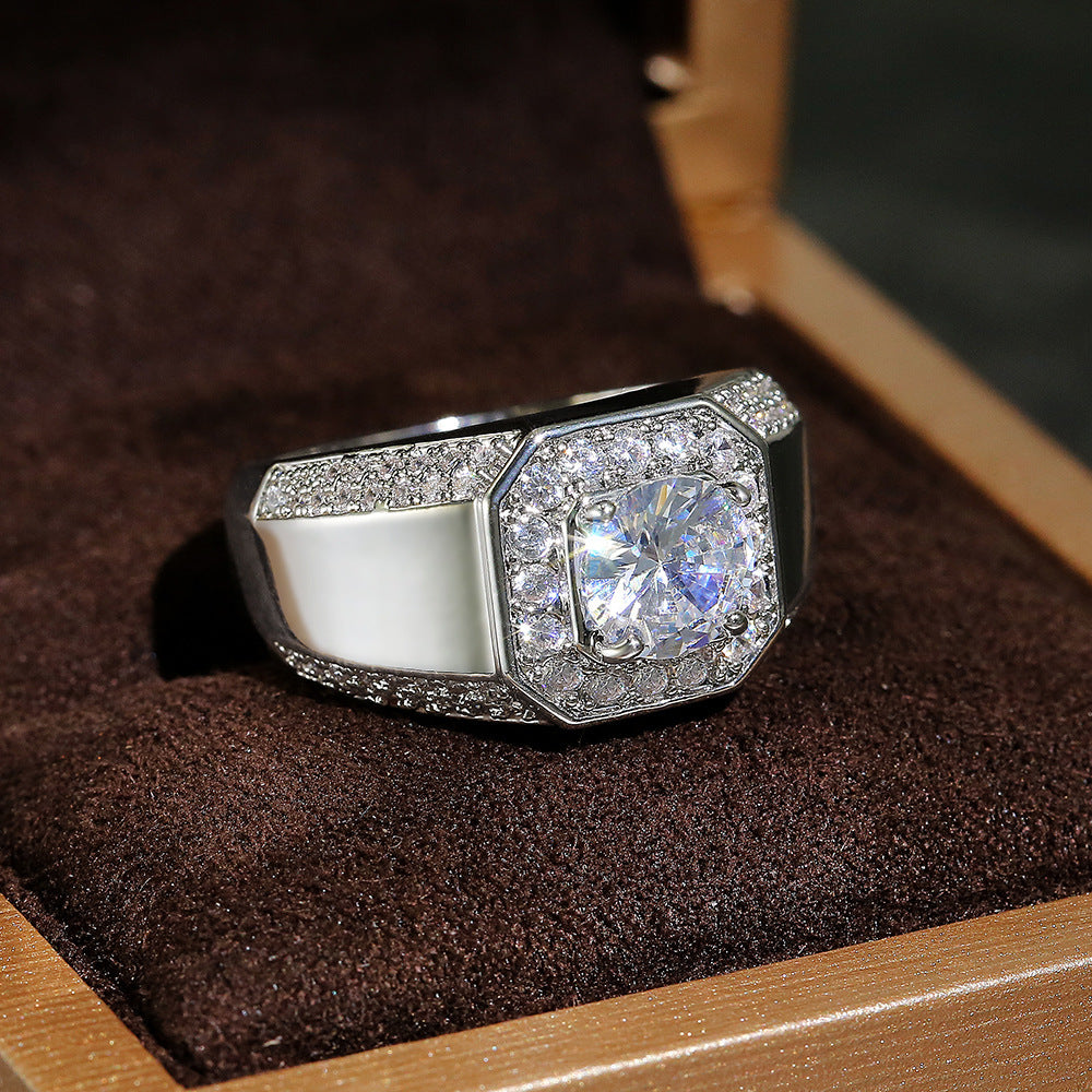 Mens Copper Ring With Silver Plated Finish And Geometric Design European American Style Jewelry For Daily Uses