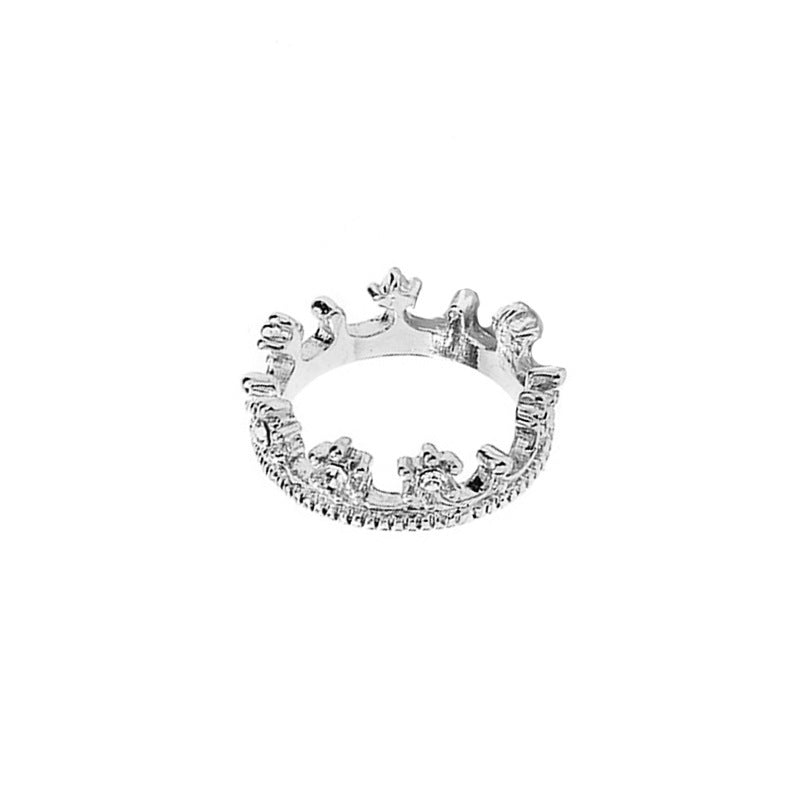 Crown Ring With Diamond Accent Princess Design Alloy Gift