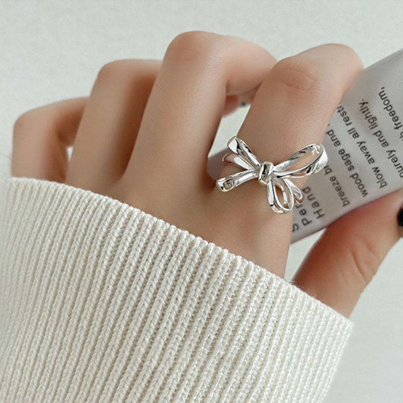 Copper Adjustable Open Ring With Bow Design For Women Elegant Jewelry Gift For Her Everyday Fashion For Everyday Style