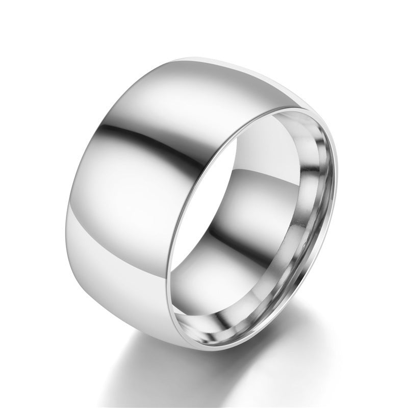 Mens Titanium Steel Ring 12mm Wide Geometric Unisex Band Electroplated Anniversary Gift Fashionable Accessories