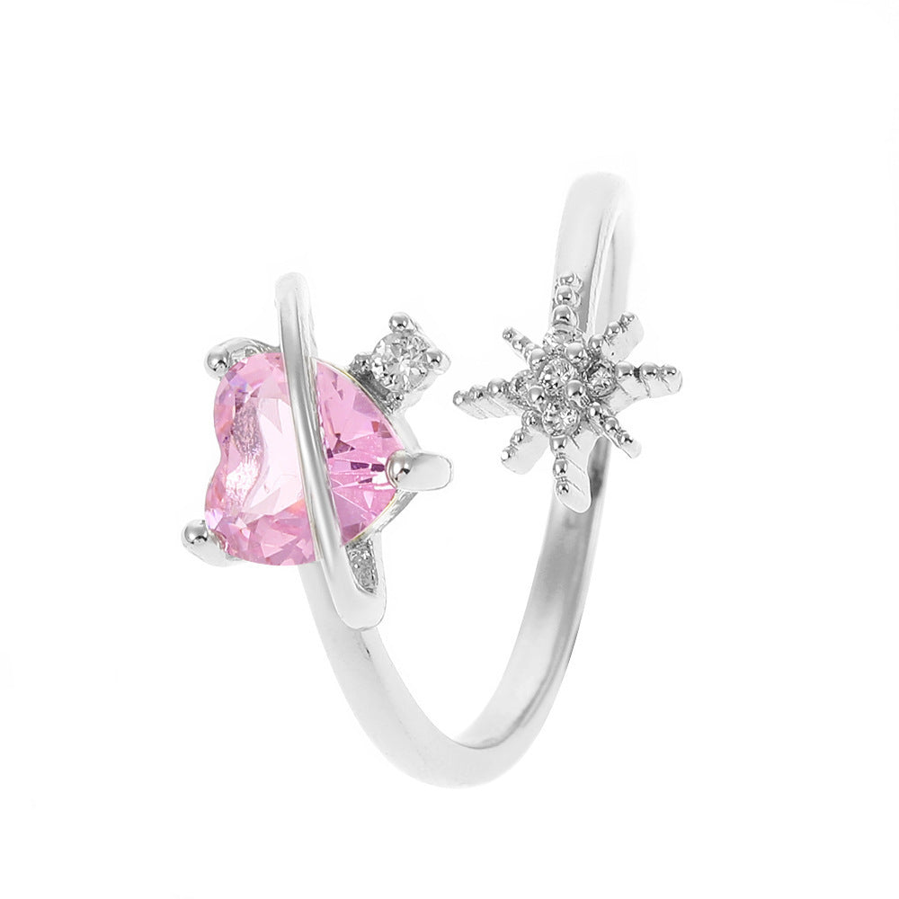 Heart Shape Zircon Ring For Women Alloy Jewelry Gift