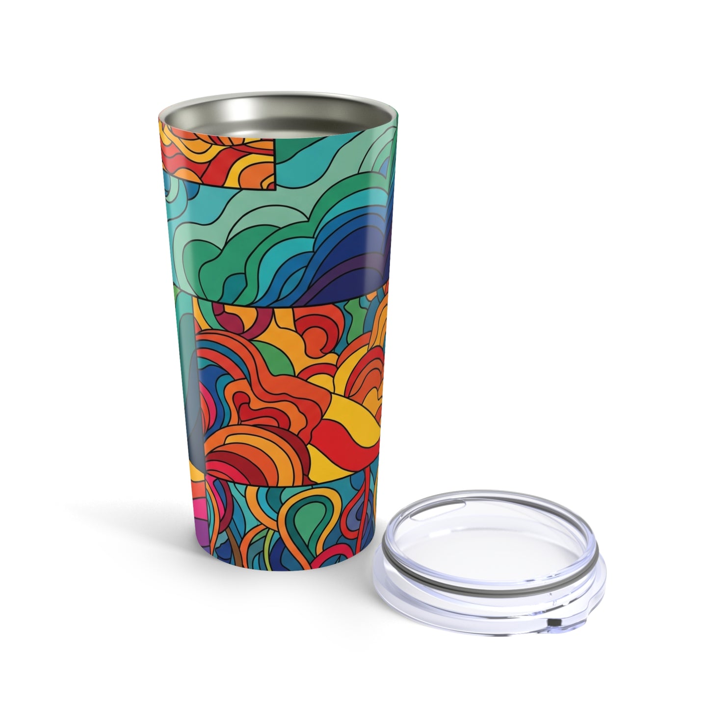 20oz Insulated Stainless Steel Tumbler With Printed Design Leak Proof Lid For Hot Or Cold Beverages Dishwasher Safe