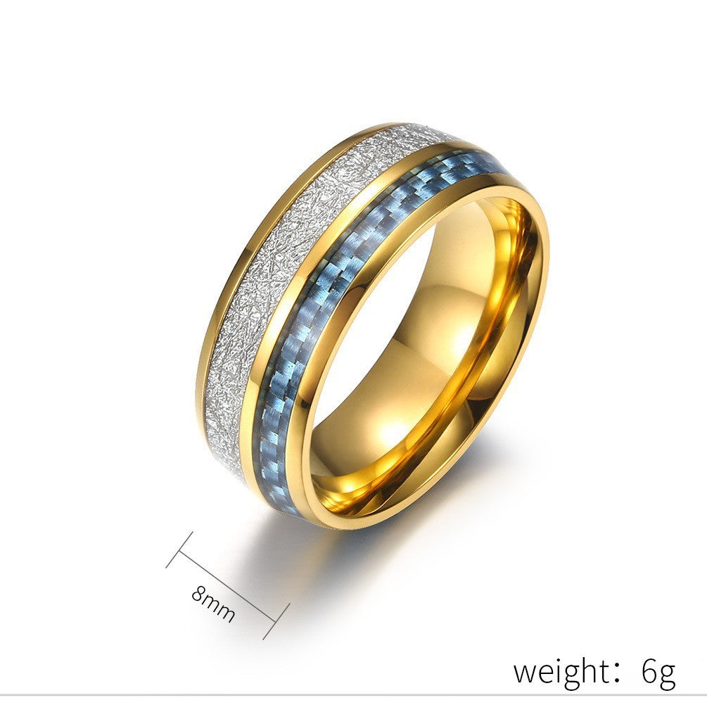 Titanium Steel Inlaid Silver Foil Carbon Fiber Wood Ring Blue Carbon Fiber Wood Grain Black Carbon Fiber 7 8 9 10 11