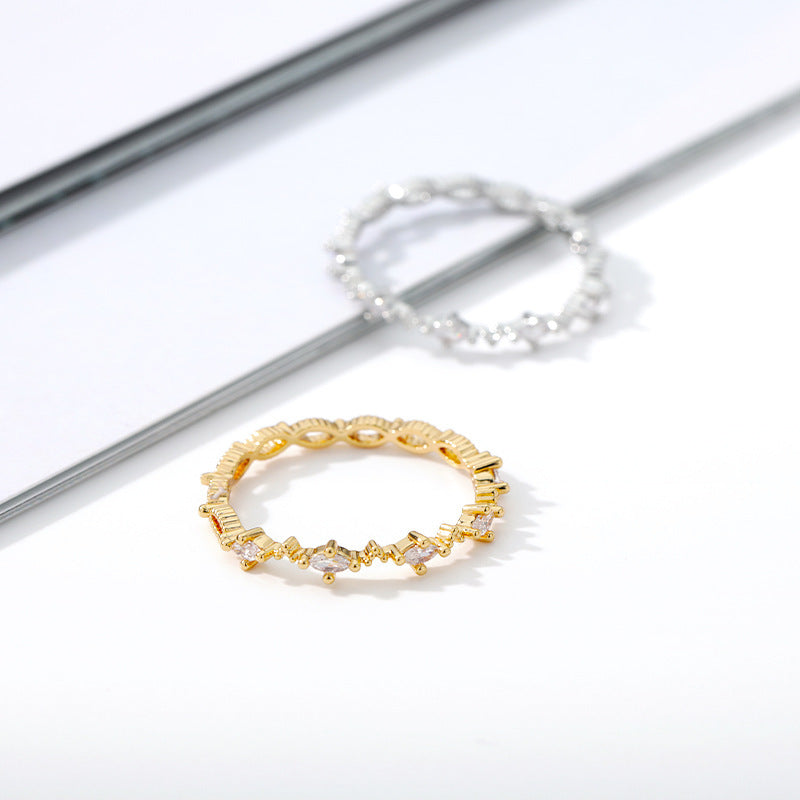 Womens Geometric Diamond Shaped Ring Copper Rhombus Ring Inlaid Gold Jewelry Gift For Her Party Ring Statement Piece