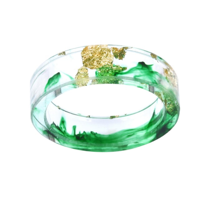 Dried Flower Resin Ring Handmade Epoxy With Gold Foil