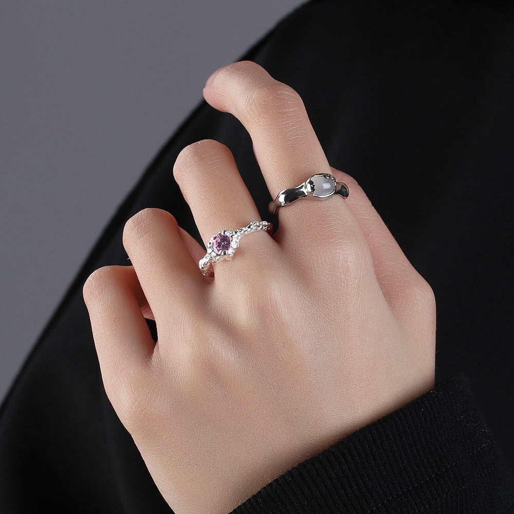 Womens Irregular Agate Ringlet Adjustable Crown Shape Gold Plated Copper Fashion Jewelry Korean Design Elegant