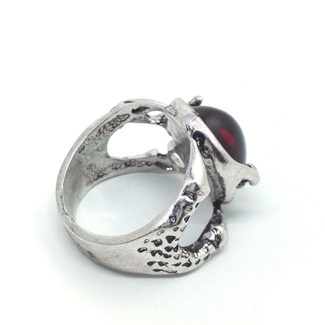 Womens Ruby Ring Vintage Geometric Design Alloy Inlaid Artificial Gemstone Fashion Jewelry Statement Piece Durable Gift