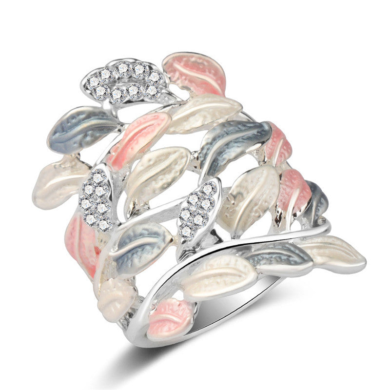 Silver Plated Alloy Index Finger Ring With Floral Carved Mosaic Gemstones And Elegant Detailing For Daily Wear
