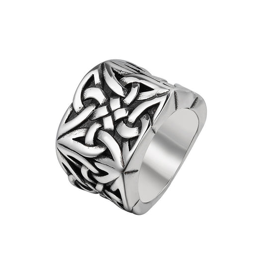 Men's Ring Nordic Viking Retro Ring Personality Punk Titanium Steel Band Statement Ring Jewelry for Men or Women Fashion Ring Gift Idea