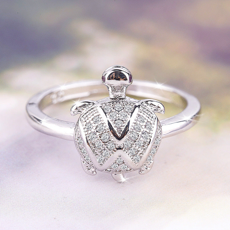 Geometric Copper Turtle Ring Gold Plated Zircon Gems Couple Ring Wedding Ring Electroplated Fashion Jewelry Up