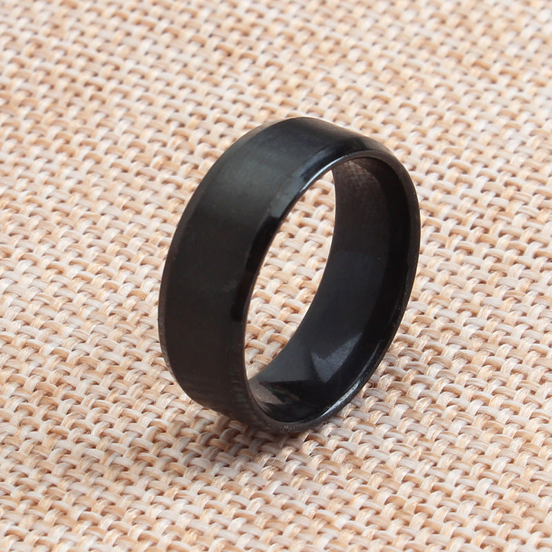 Timeless Titanium Steel Ring Brushed Beveled Wide Faces Vacuum Plated Finish Simple Band Inner Wall Curvatures
