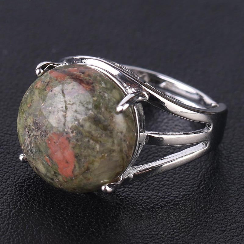 Crystal Hollowed Ring With Natural Stones And Copper Accessories European Style Gift Men Women Friends Jewelry