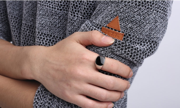 Black Stainless Steel Mens Ring Sleek Minimalist Design With Oil Finish For Everyday Use Timeless Gift For Him