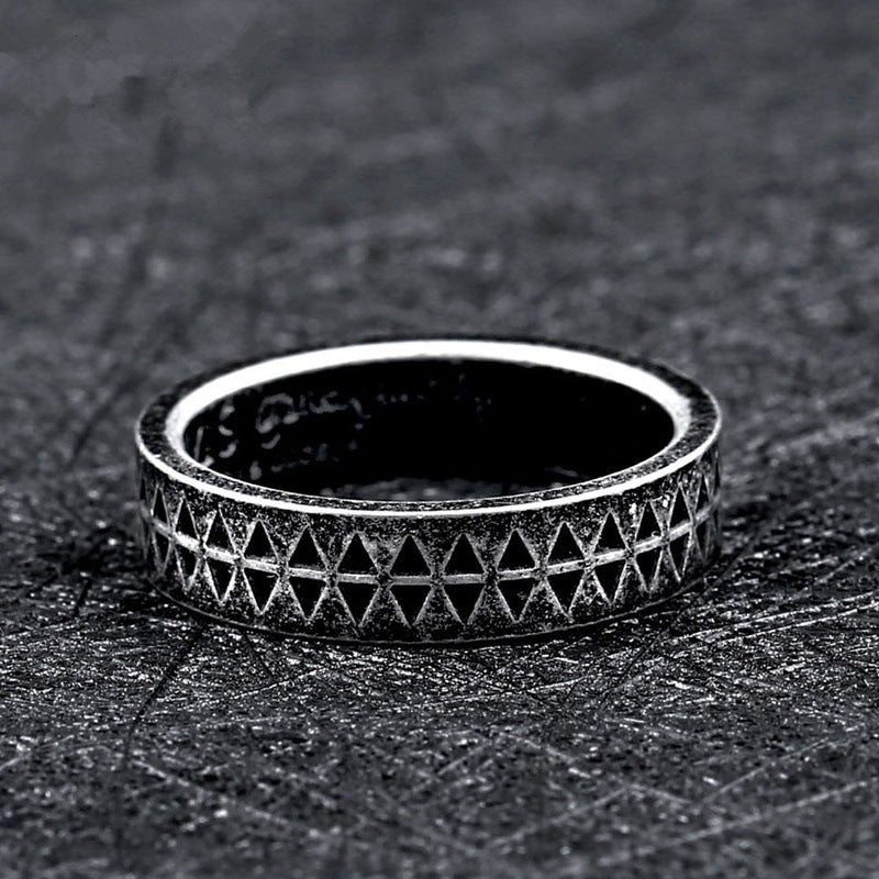 Mens Punk Gothic Titanium Stainless Steel Ring 5mm Geometric Band Black Fashion Accessory for Everyday Wear Now